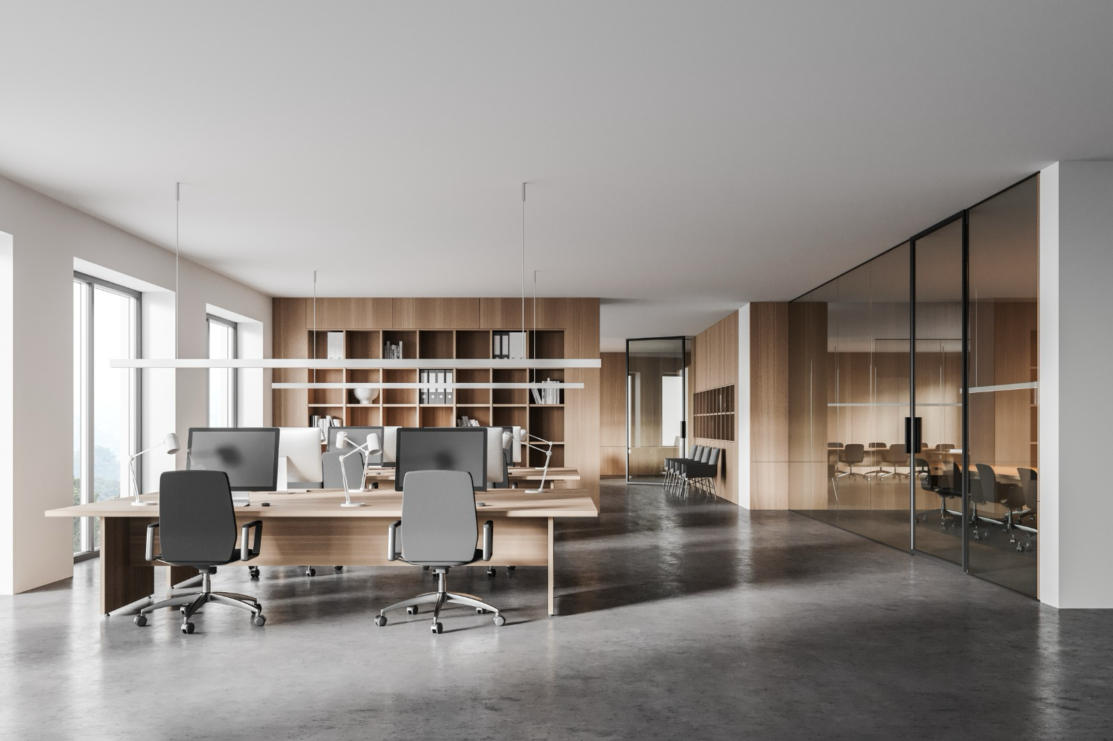 Modern office with flexible rental furniture
