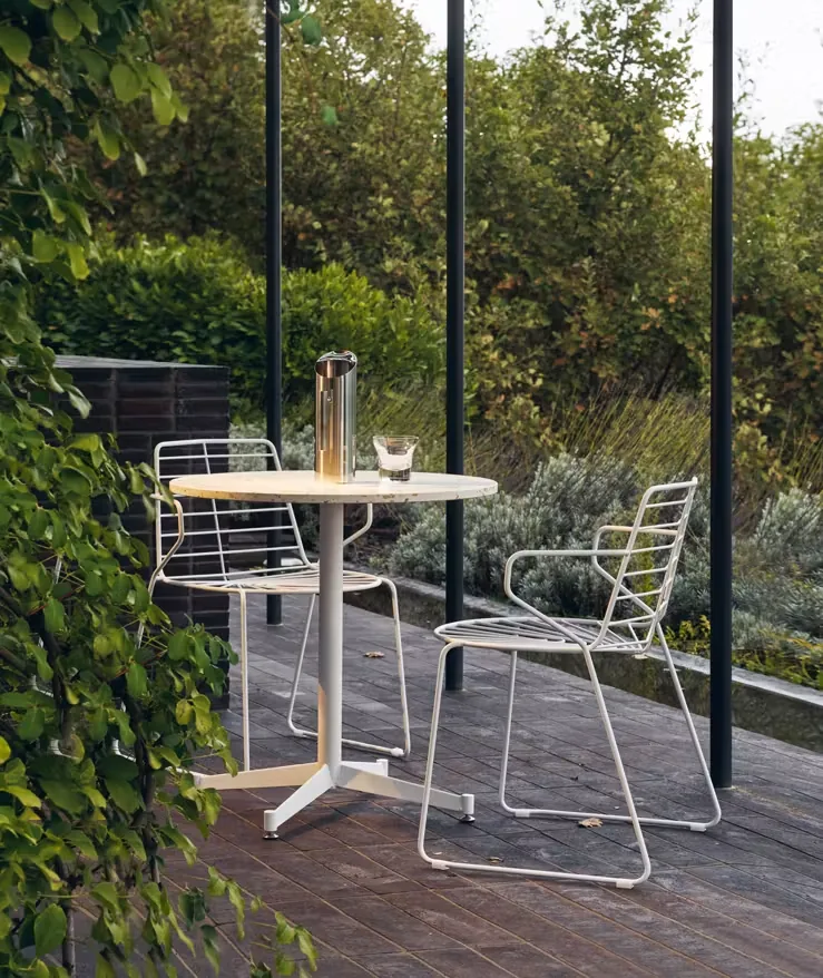 Terrace with rented outdoor chairs and table